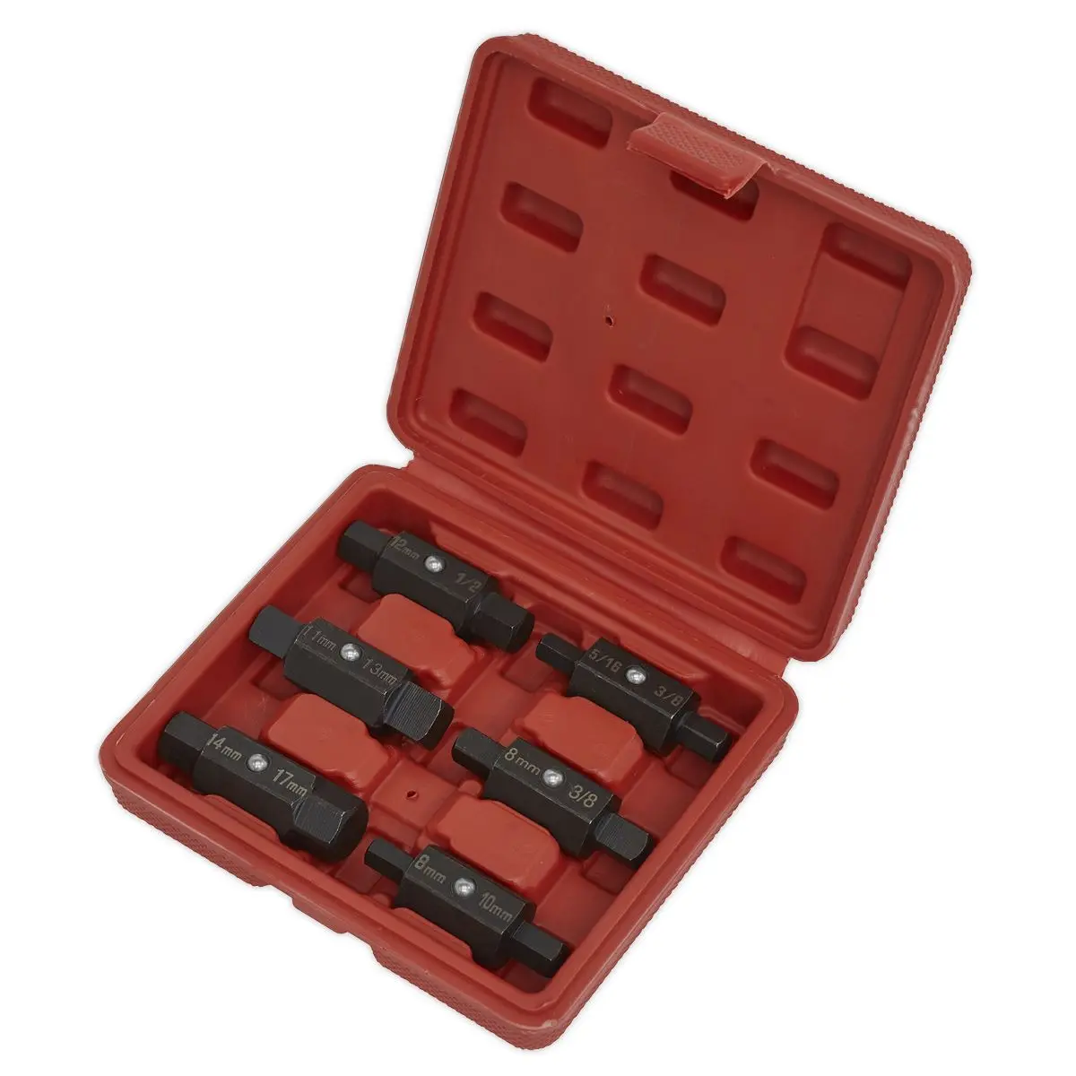 Sealey Oil Drain Plug Key Set 6 Piece Double End in Storage Case - Image 2