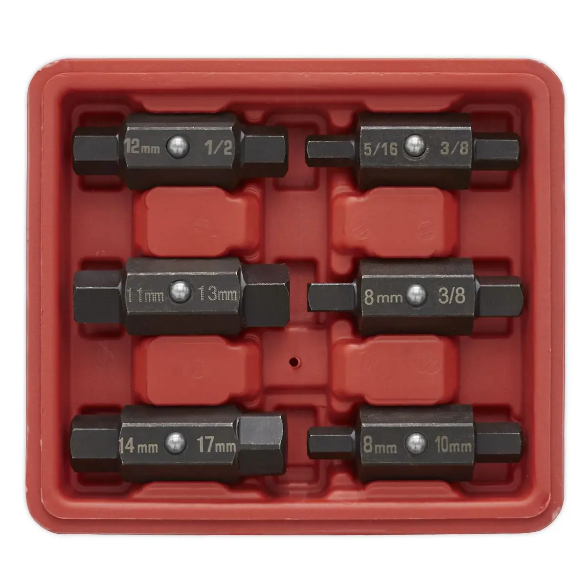 Sealey Oil Drain Plug Key Set 6 Piece Double End in Storage Case - Image 3