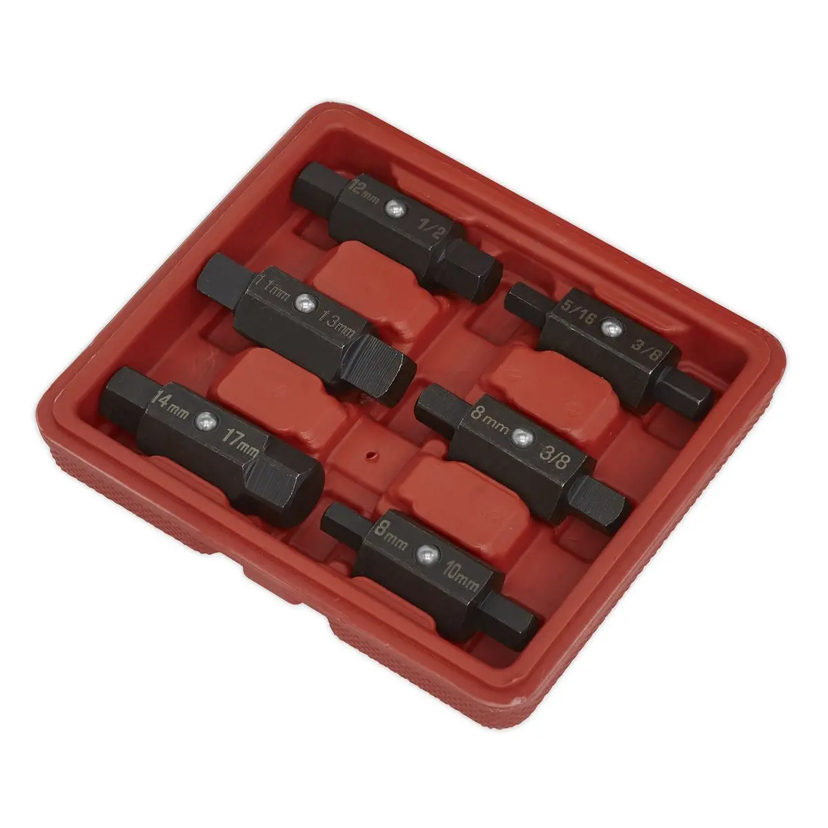 Sealey Oil Drain Plug Key Set 6 Piece Double End in Storage Case - Image 5