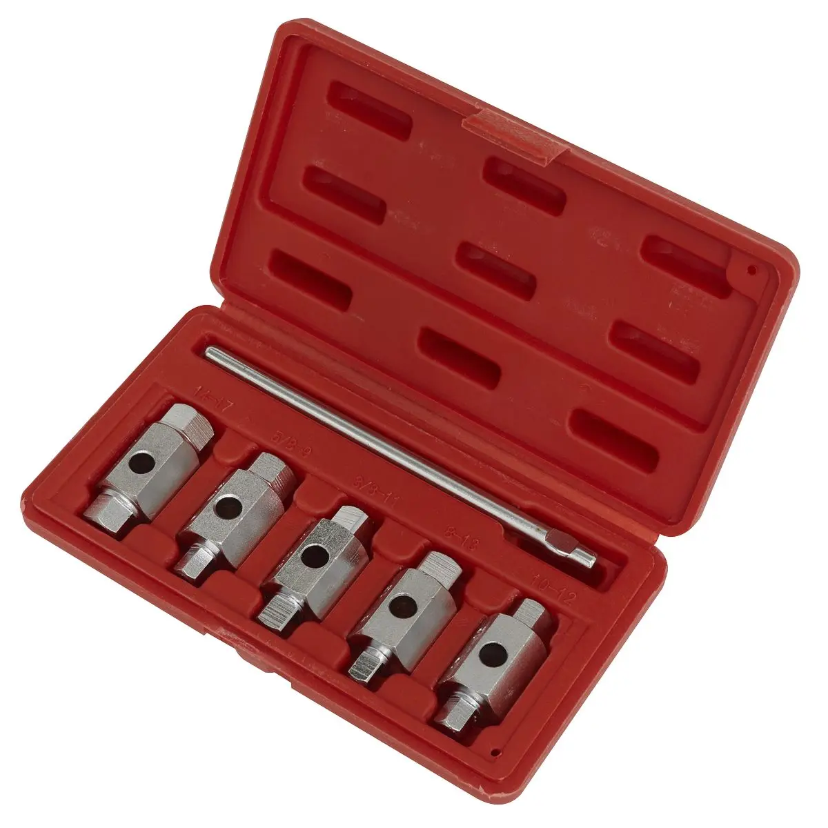 Sealey 6 Piece Double End Drain Key Set Engine Gearbox Sump Plug in Case - Image 2
