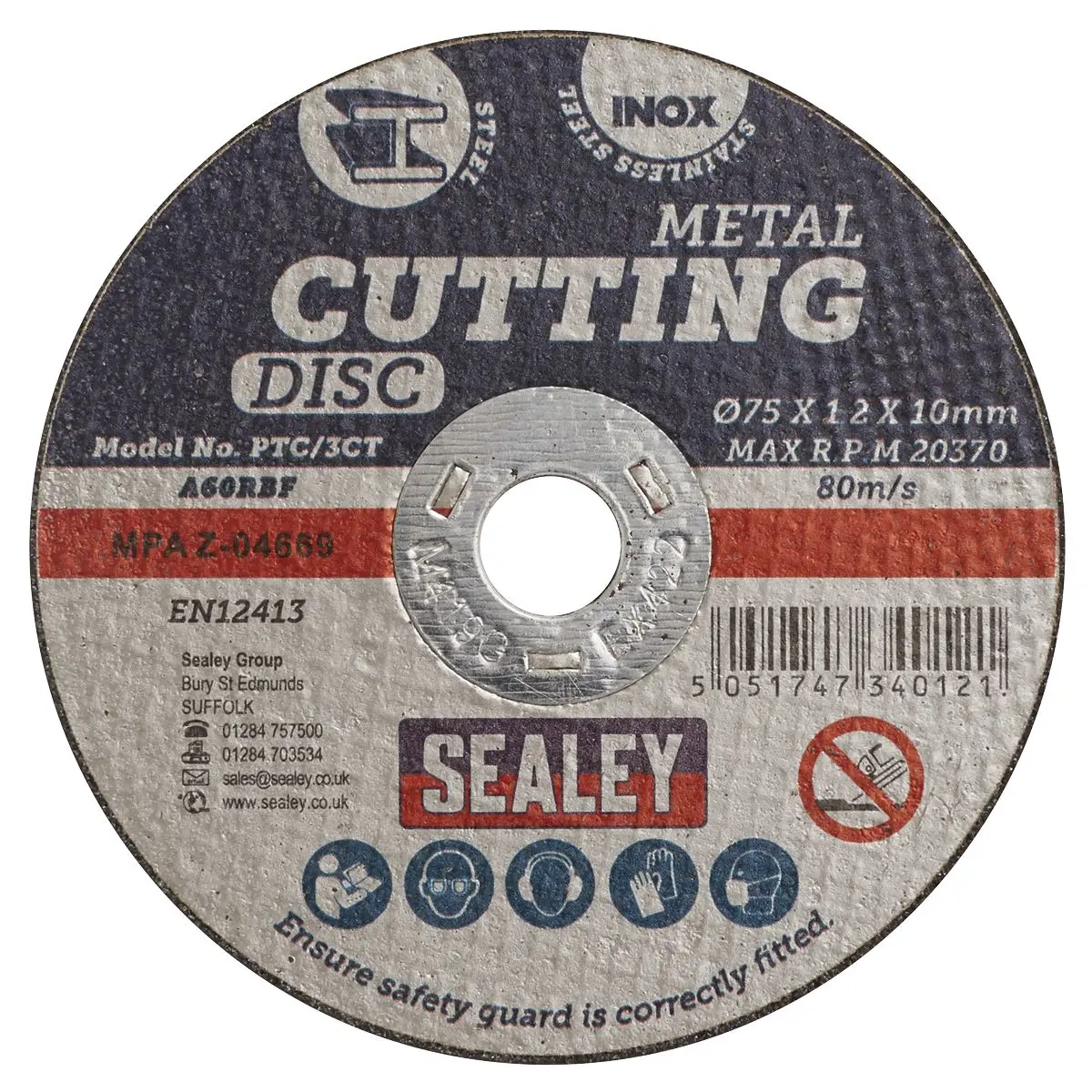 Sealey 75 x 1.2mm Extra Thin Metal Cutting Disc 10mm Bore - Image 6