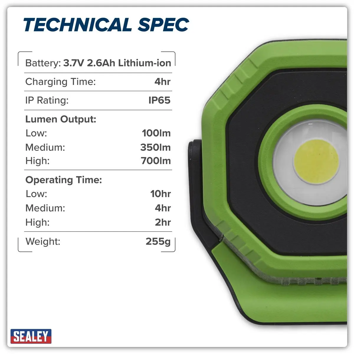 Sealey 7W COB LED 360° Rechargeable Pocket Floodlight with Magnet 700 Lumens - Image 12