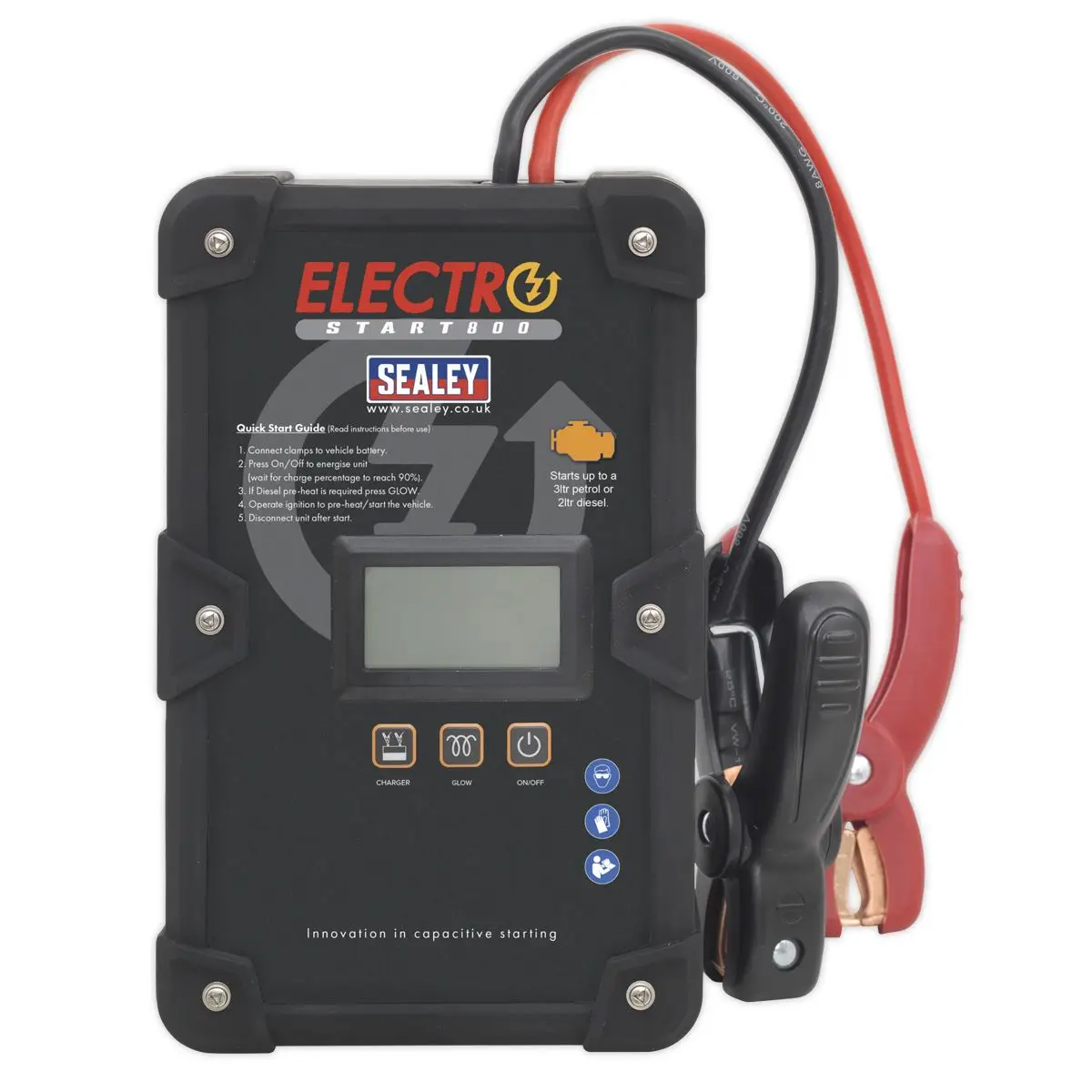 Sealey 800A 12V Electrostart Batteryless Jump Pack Power Start Portable Car Starter - Image 9