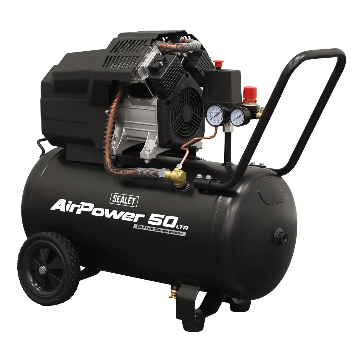 Sealey Air Compressor 50L V-Twin Oil Free Direct Drive 3hp