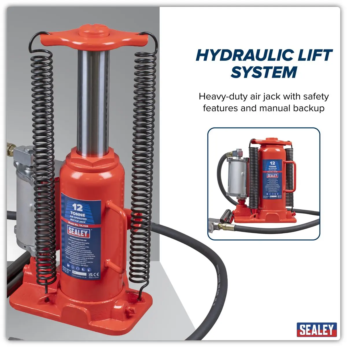 Sealey Air Operated Hydraulic Bottle Jack 12 Tonne - Image 6