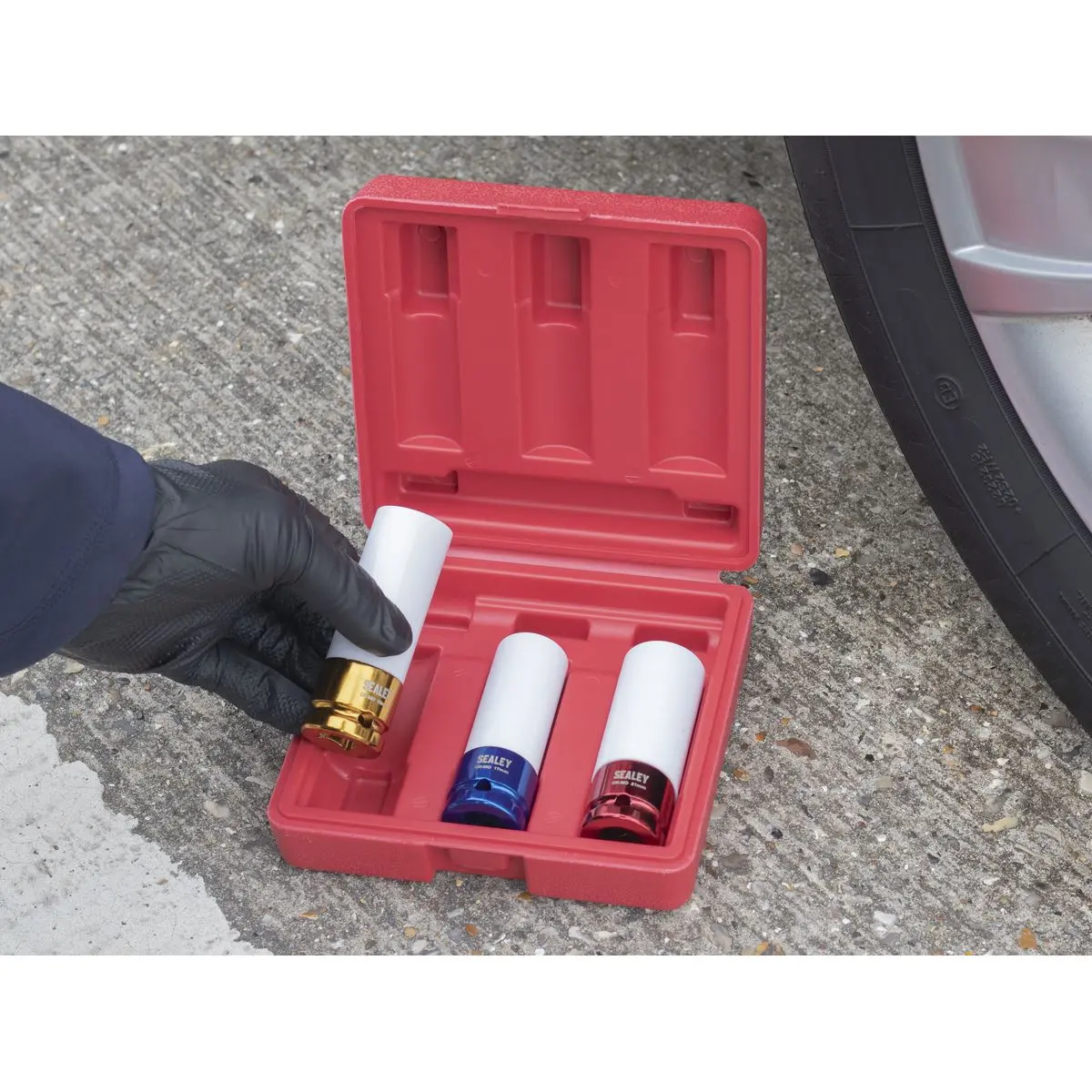 Sealey Alloy Wheel Impact Socket Set 3pc 1/2"Sq Drive - Image 7