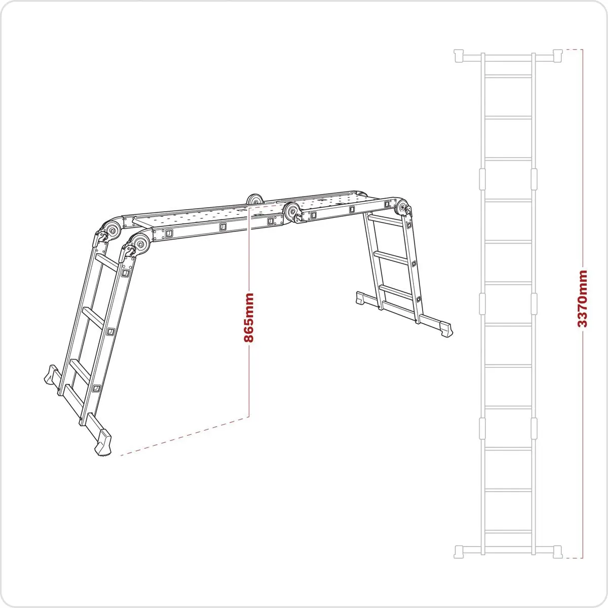 Sealey Aluminium Folding Platform Ladder 4-Way EN 131 - Image 2