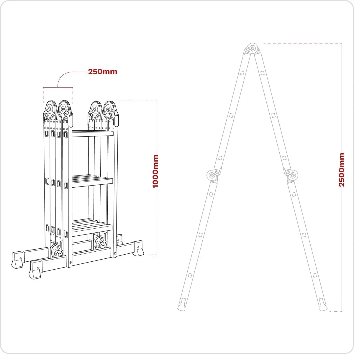 Sealey Aluminium Folding Platform Ladder 4-Way EN 131 - Image 3