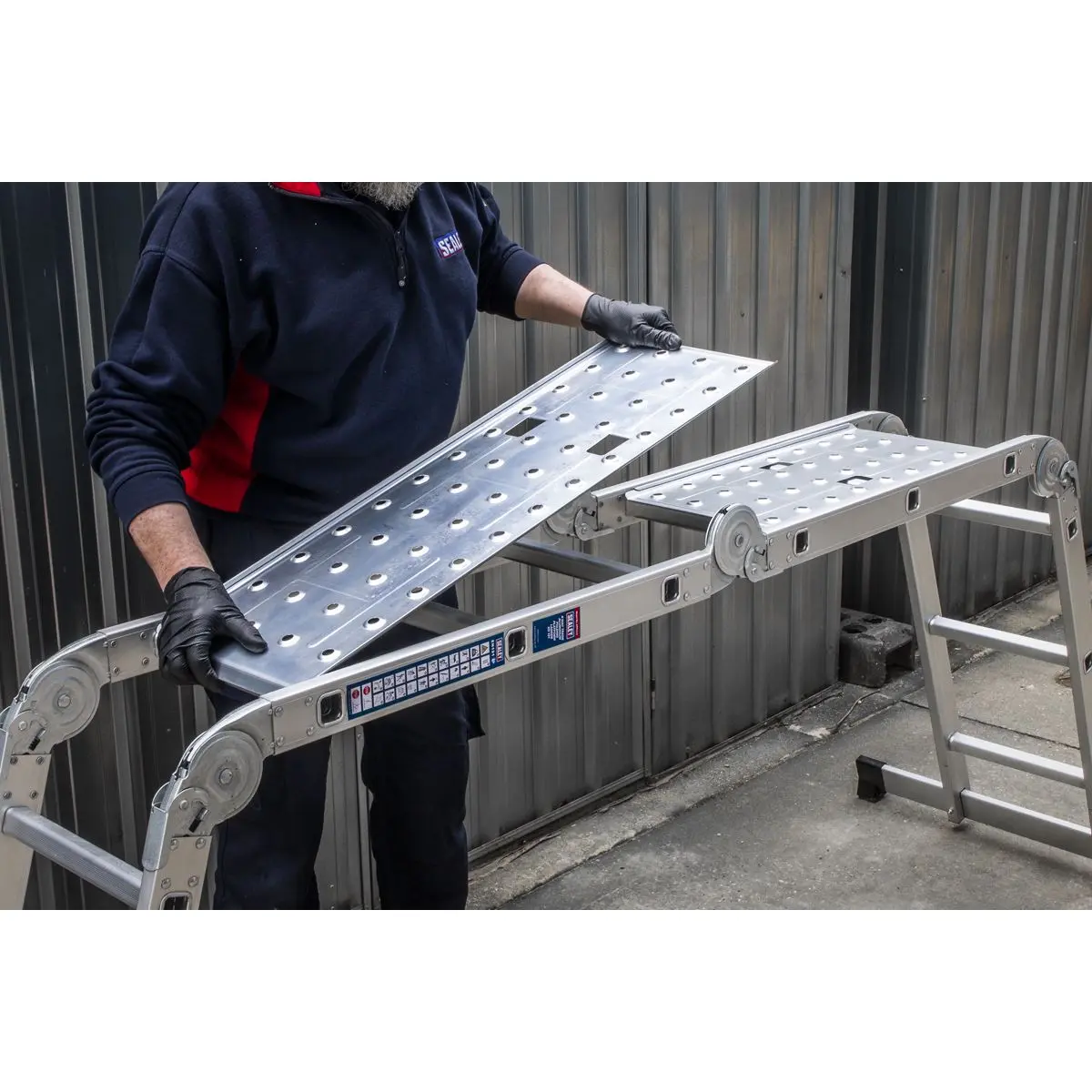 Sealey Aluminium Folding Platform Ladder 4-Way EN 131 - Image 4