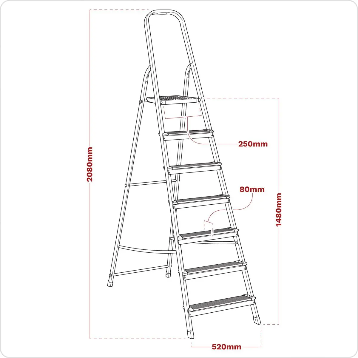 Sealey Aluminium Step Ladder 7-Tread EN 131 - Image 2