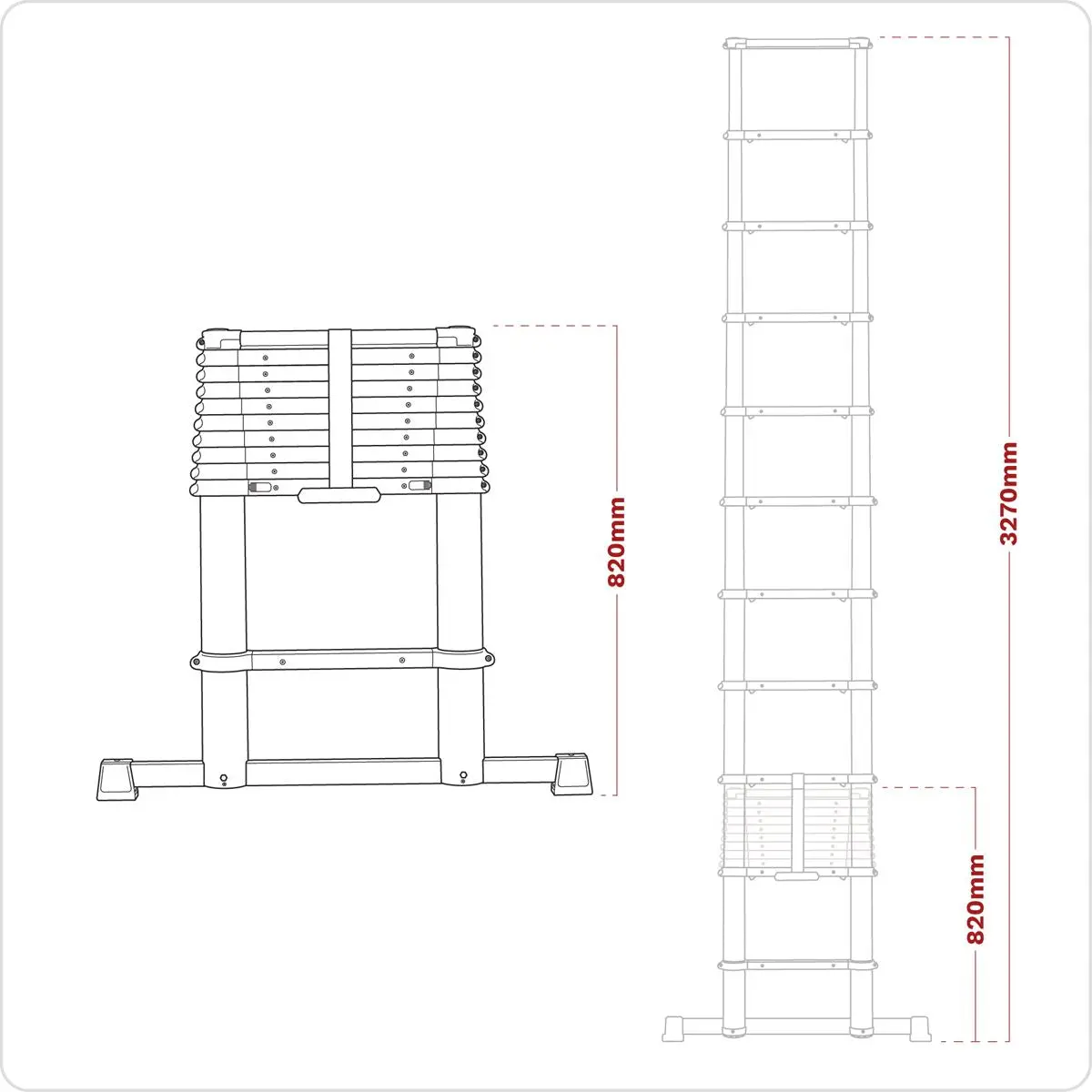 Sealey Aluminium Telescopic Ladder 11-Tread EN 131 - Image 2