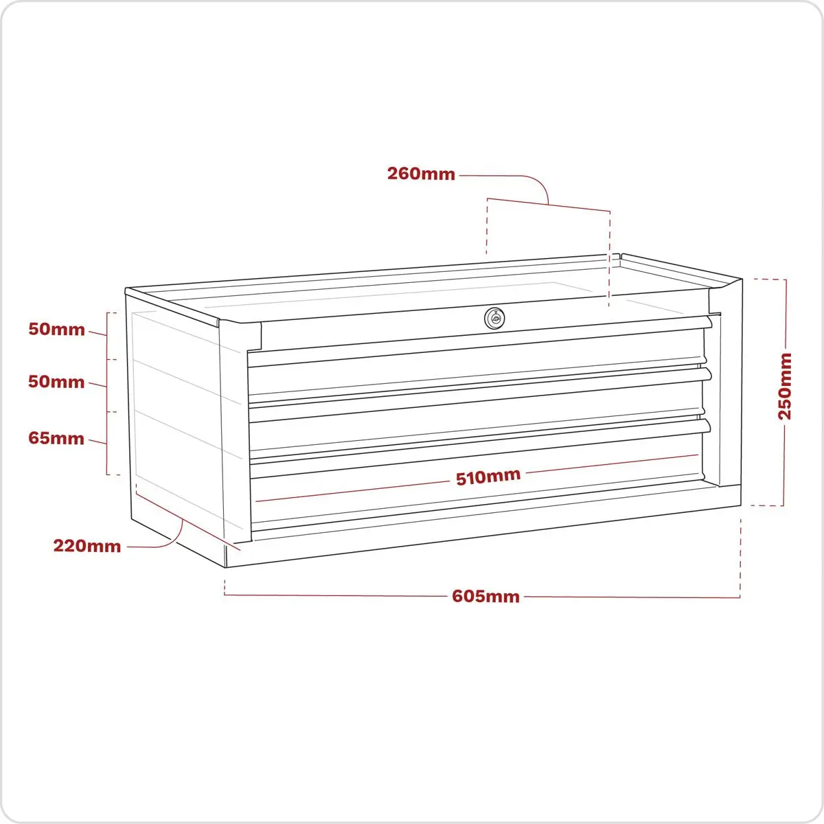 Sealey American Pro Mid-Box Tool Chest 3 Drawer with Ball-Bearing Slides - Purple/Grey - Image 5