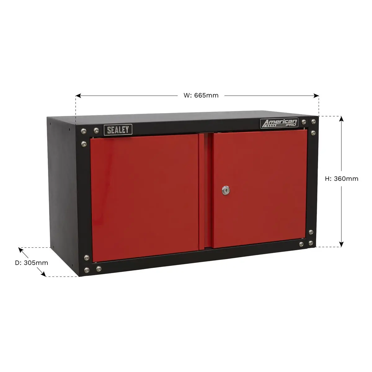 Sealey American Pro Modular 2 Door Wall Cabinet 665mm - Image 7
