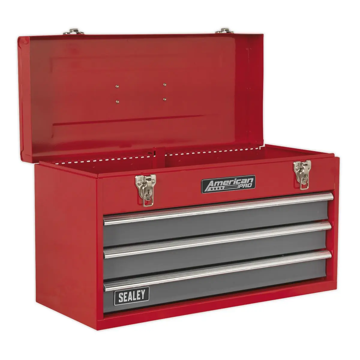 Sealey American Pro Portable Tool Chest 3 Drawer with Ball-Bearing Slides - Red/Grey & 93pc Tool Kit - Image 6
