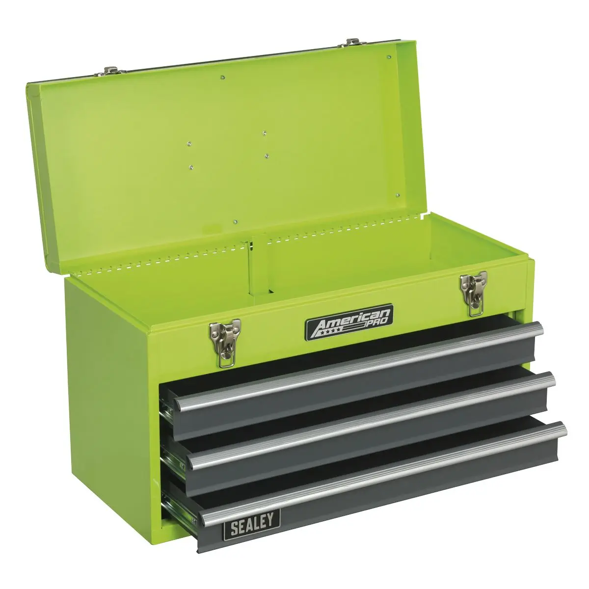 Sealey American Pro Tool Chest 3 Drawer Portable with Ball-Bearing Slides - Green/Grey - Image 2