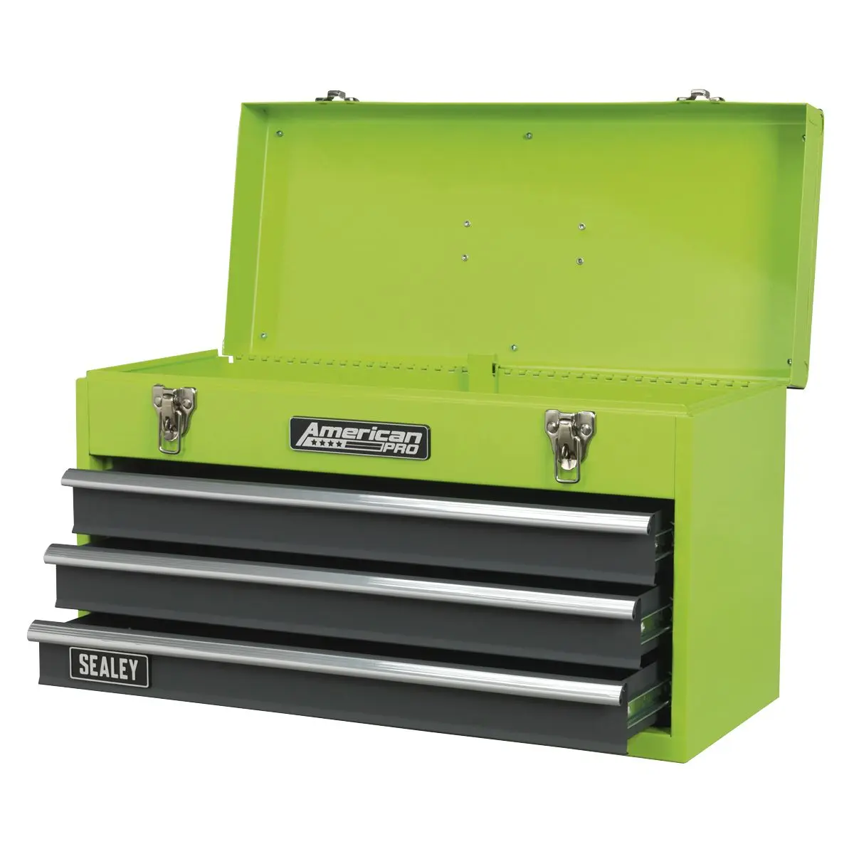 Sealey American Pro Tool Chest 3 Drawer Portable with Ball-Bearing Slides - Green/Grey - Image 4