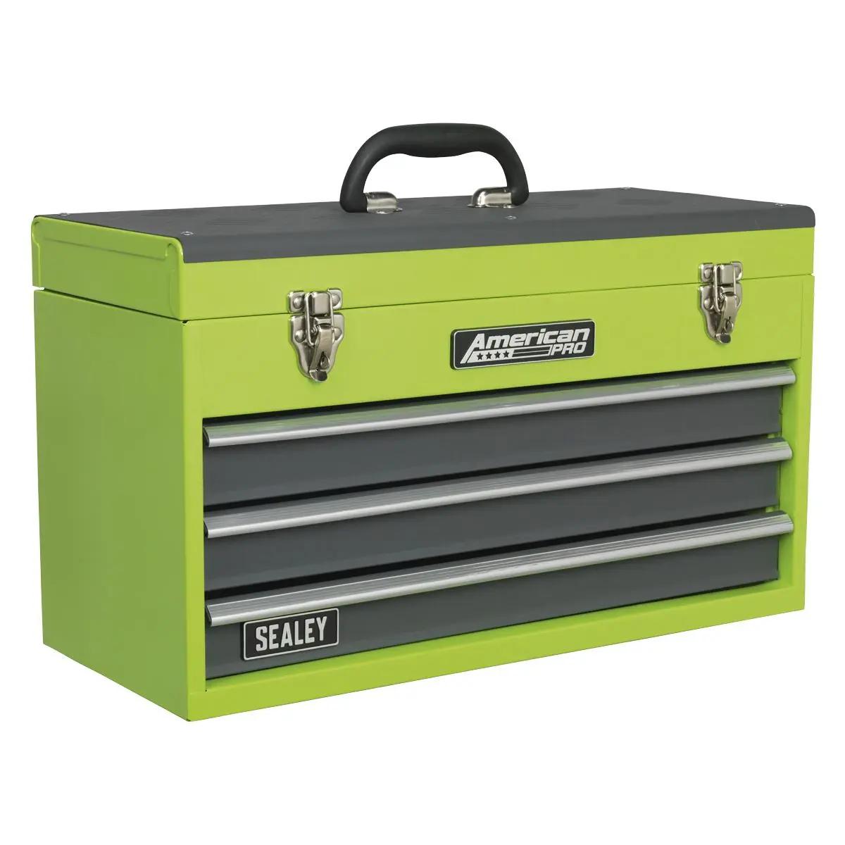 Sealey American Pro Tool Chest 3 Drawer Portable with Ball-Bearing Slides - Green/Grey - Image 9