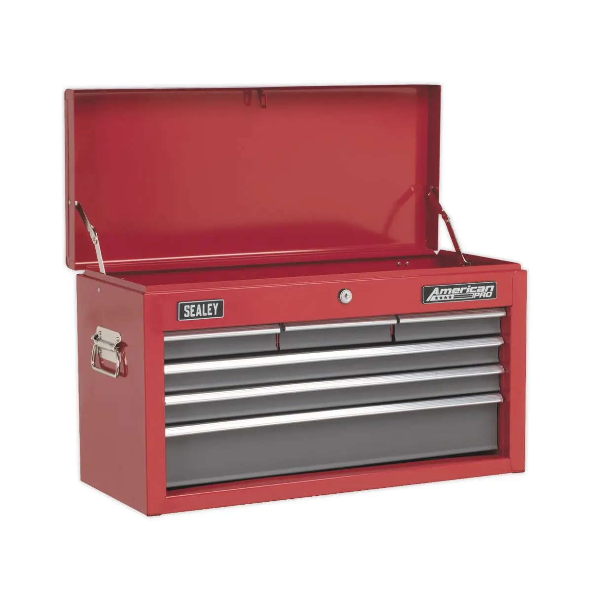 Sealey American Pro Topchest 6 Drawer with Ball-Bearing Slides - Red/Grey - Image 4