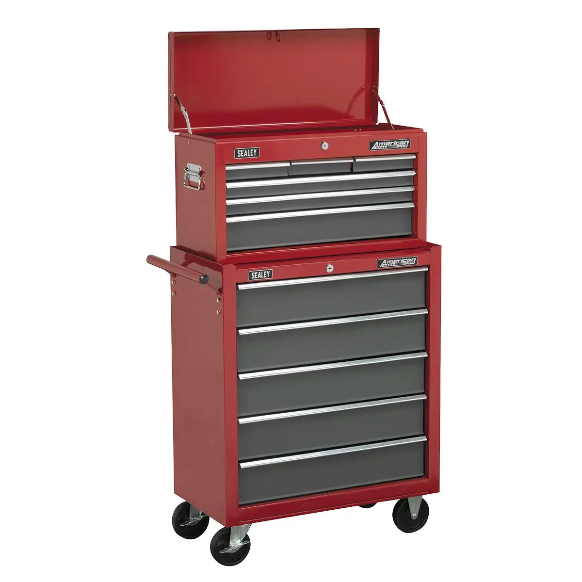 Sealey American Pro Topchest 6 Drawer with Ball-Bearing Slides - Red/Grey - Image 5