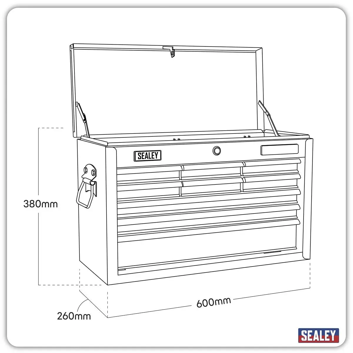 Sealey American Pro Topchest 9 Drawer with Ball-Bearing Slides - Black/Grey - Image 5