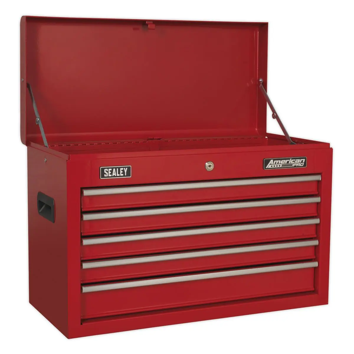 Sealey American Pro Topchest, Mid-Box Tool Chest & Rollcab 14 Drawer Stack - Red - Image 3