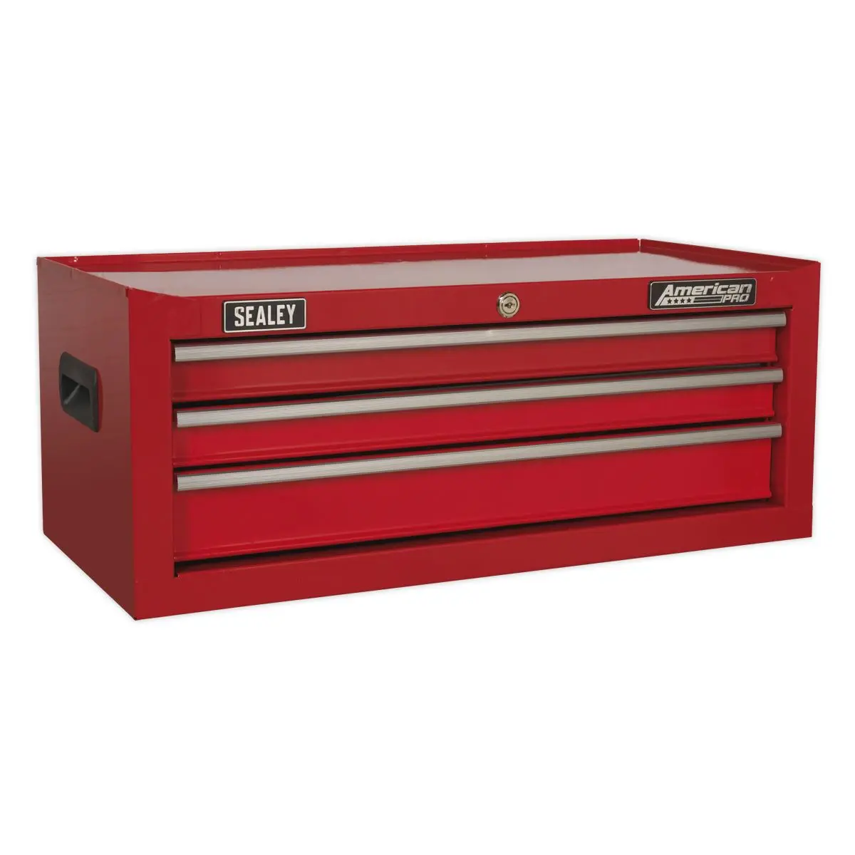 Sealey American Pro Topchest, Mid-Box Tool Chest & Rollcab 14 Drawer Stack - Red - Image 4