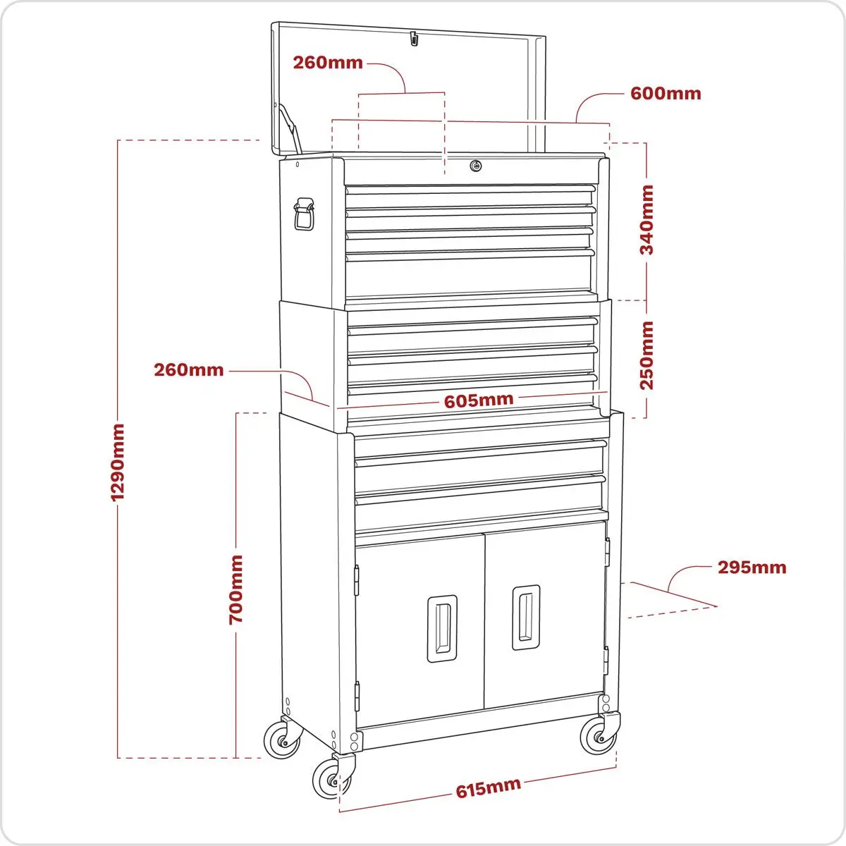 Sealey American Pro Topchest, Mid-Box Tool Chest & Rollcab 9 Drawer Stack - Green - Image 4