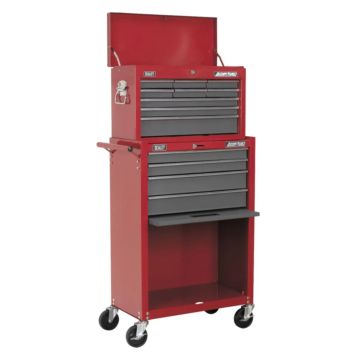 Sealey American Pro Topchest & Rollcab Combination 13 Drawer with Ball-Bearing Slides - Red/Grey - Image 2