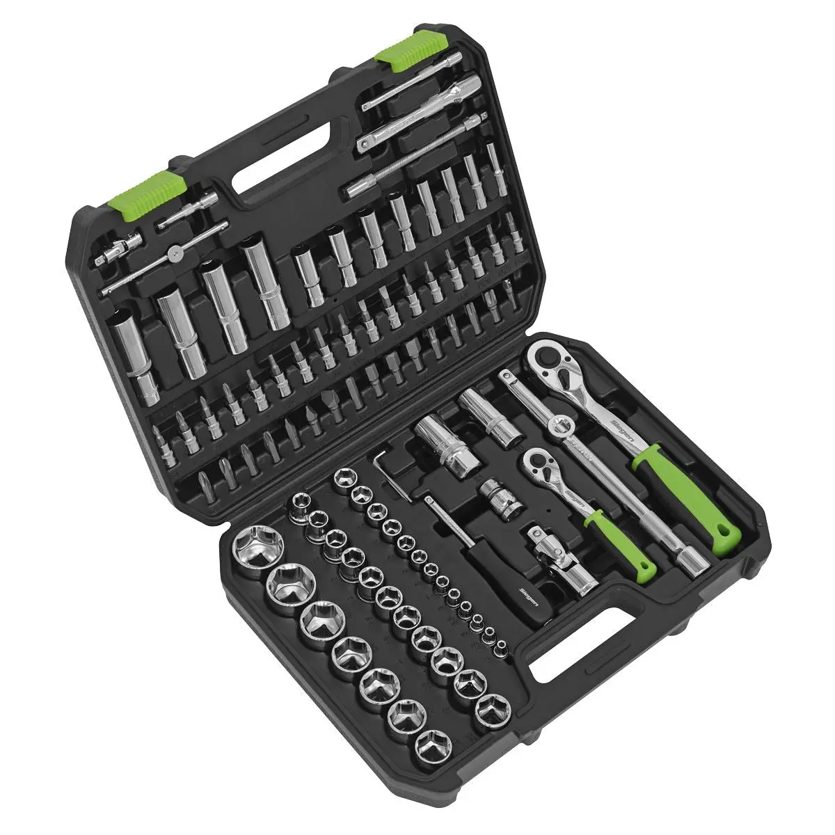 Sealey American Pro 6 Drawer Topchest & Rollcab Combination with Ball-Bearing Slides - Green/Grey & 170pc Tool Kit - Image 15
