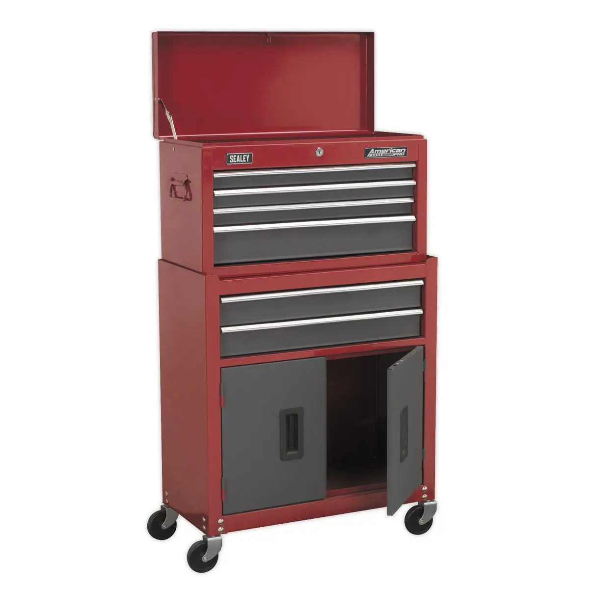Sealey American Pro Topchest & Rollcab Combination 6 Drawer with Ball-Bearing Slides- Red - Image 5