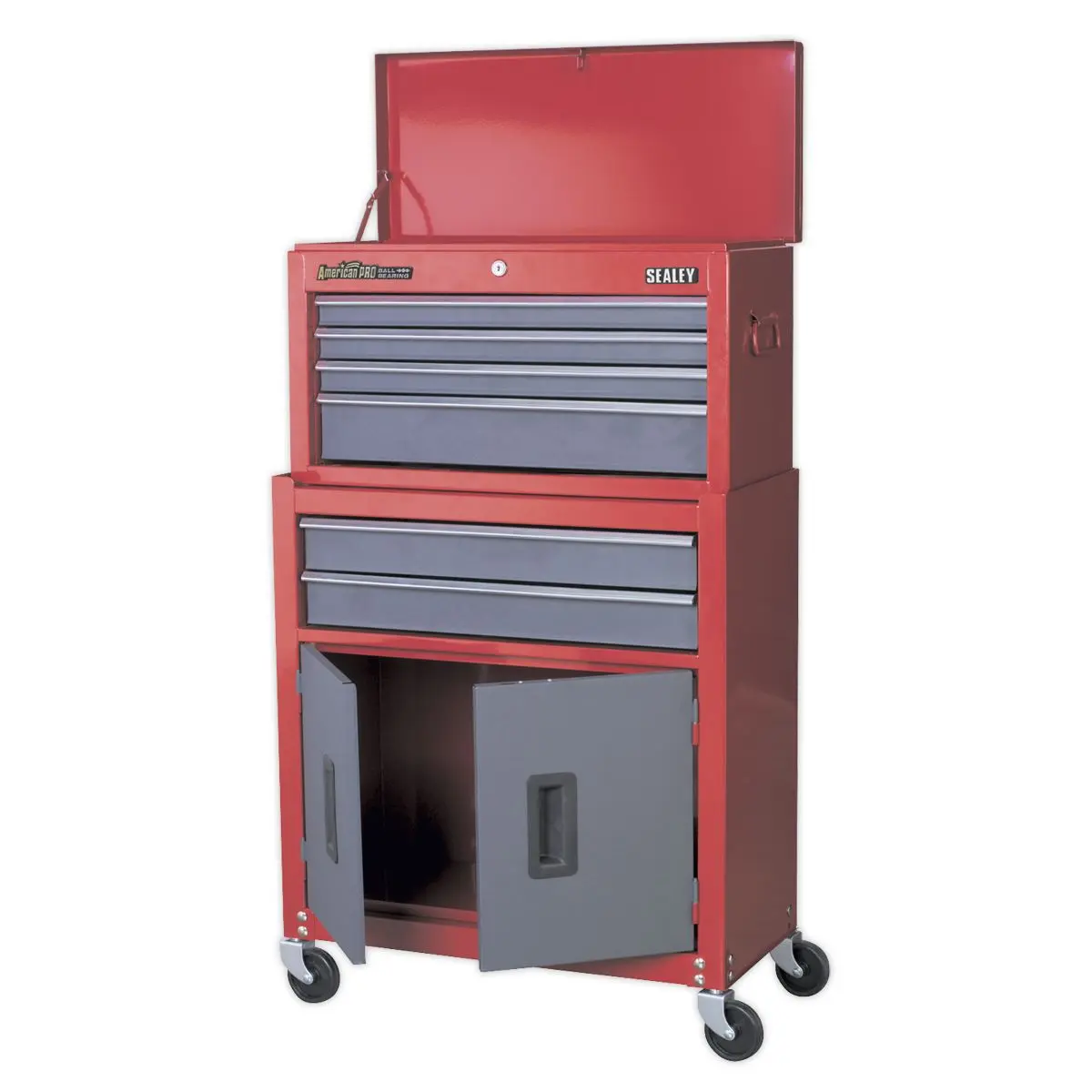 Sealey American Pro Topchest & Rollcab Combination 6 Drawer with Ball-Bearing Slides- Red - Image 7