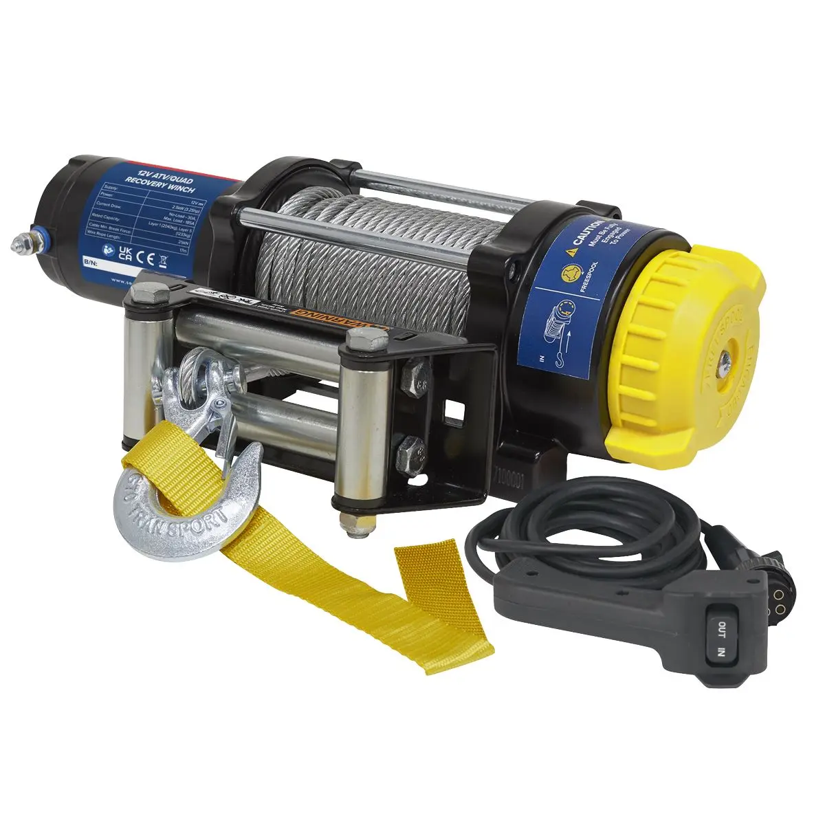 Sealey ATV/Quad Recovery Winch 2040kg (4500lb) Line Pull 12V - Image 3