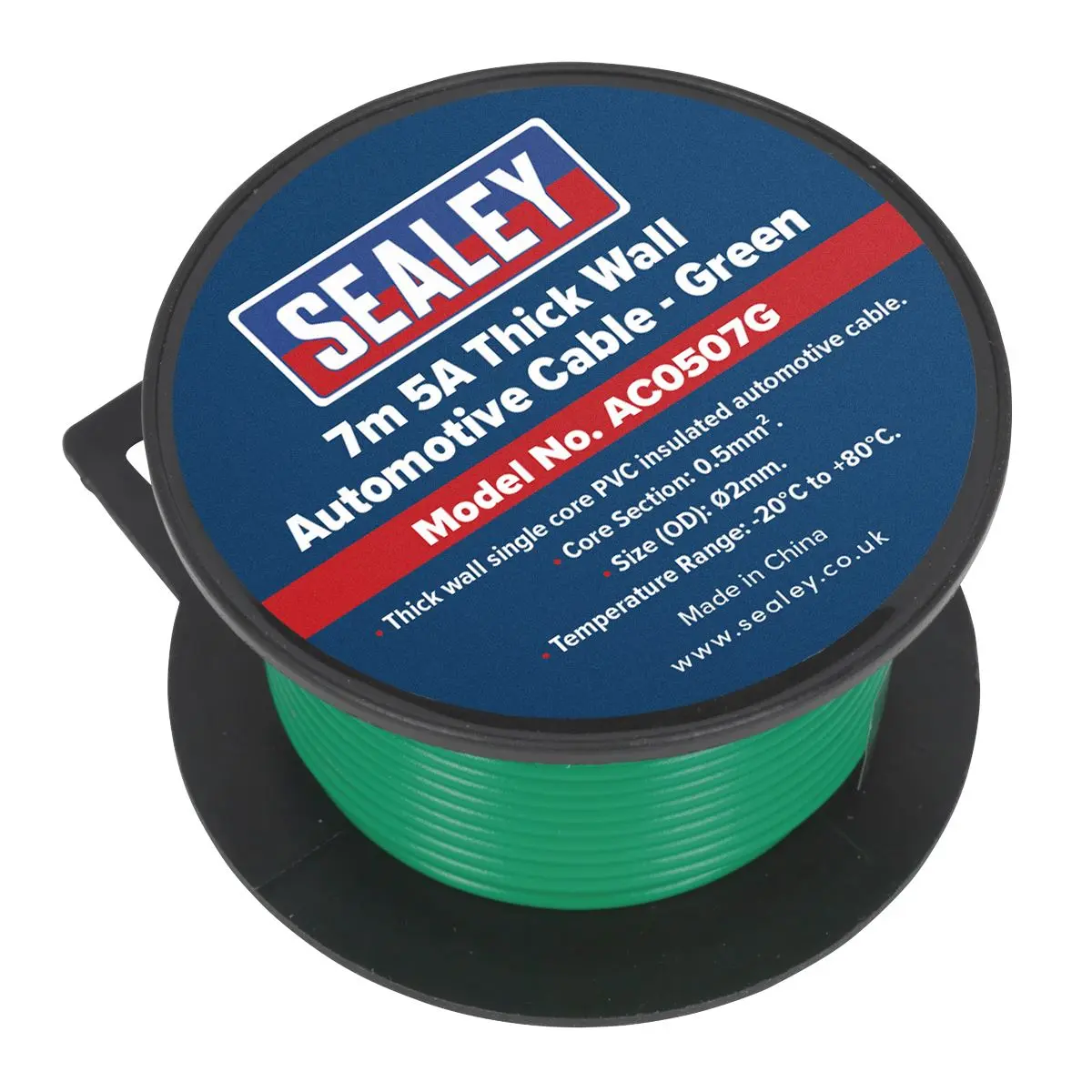 Sealey Automotive Cable Thick Wall 5A 7m Green - Image 2