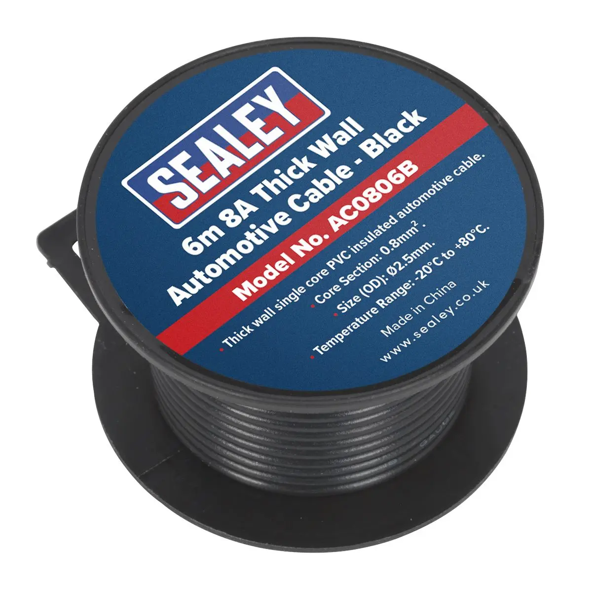 Sealey Automotive Cable Thick Wall 8A 6m Black - Image 2