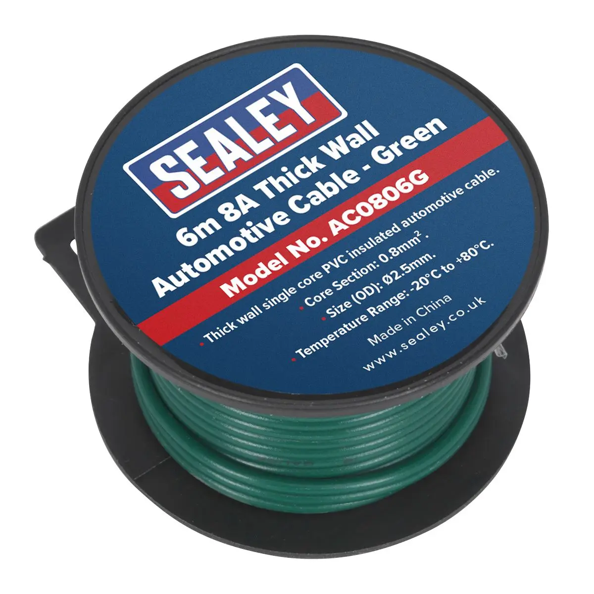 Sealey Automotive Cable Thick Wall 8A 6m Green - Image 2
