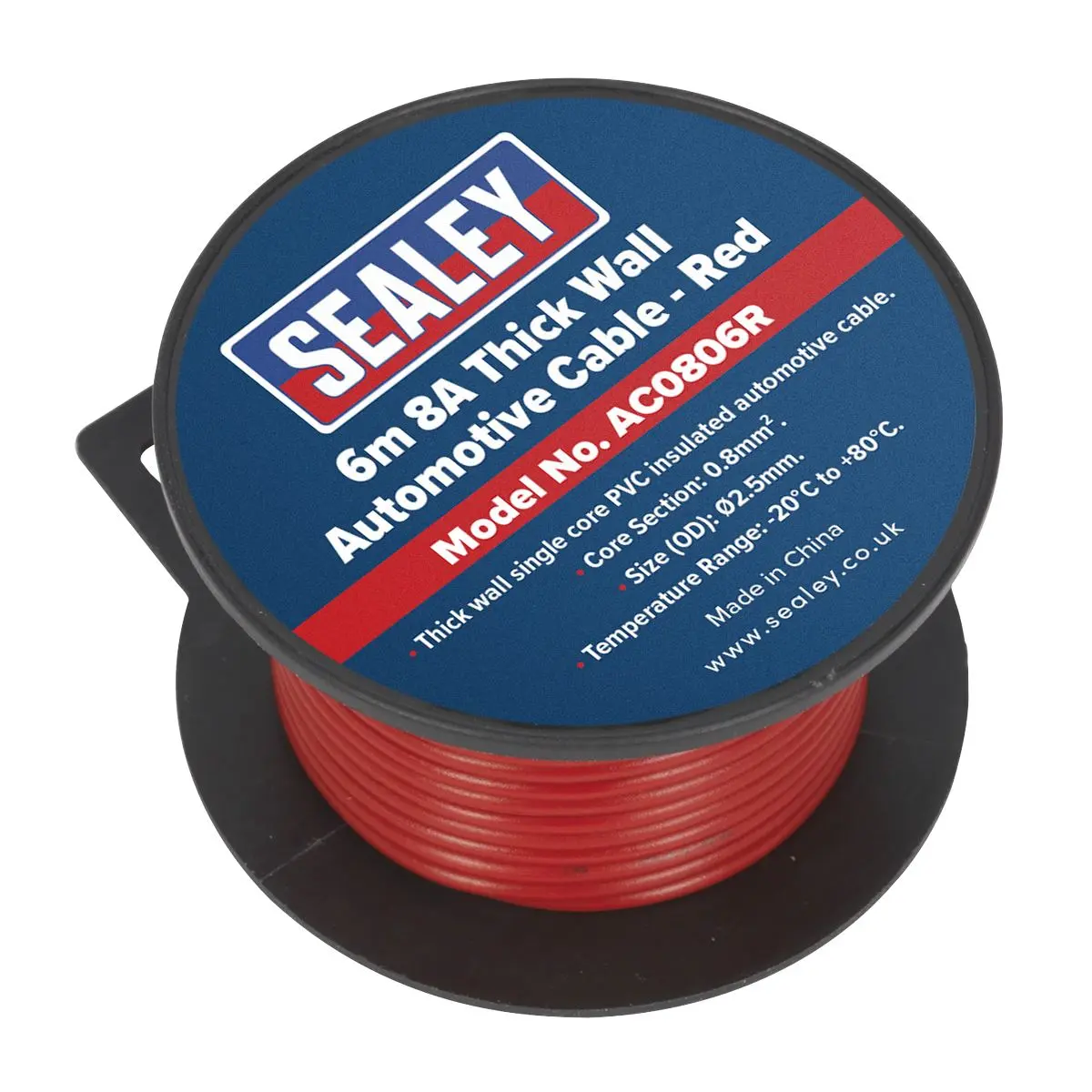 Sealey Automotive Cable Thick Wall 8A 6m Red - Image 2