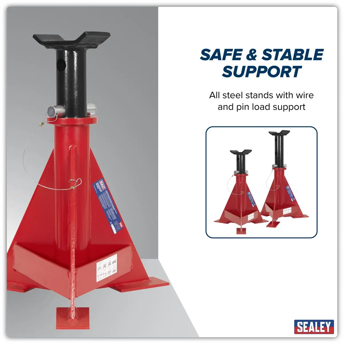 Sealey Axle Stands (Pair) 15 Tonne Capacity per Stand - Image 3