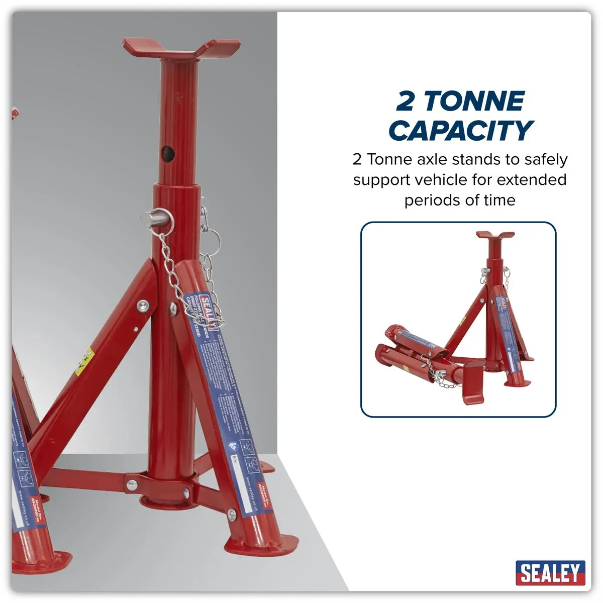 Sealey Folding Type Axle Stands (Pair) 2 Tonne Capacity per Stand - Image 7
