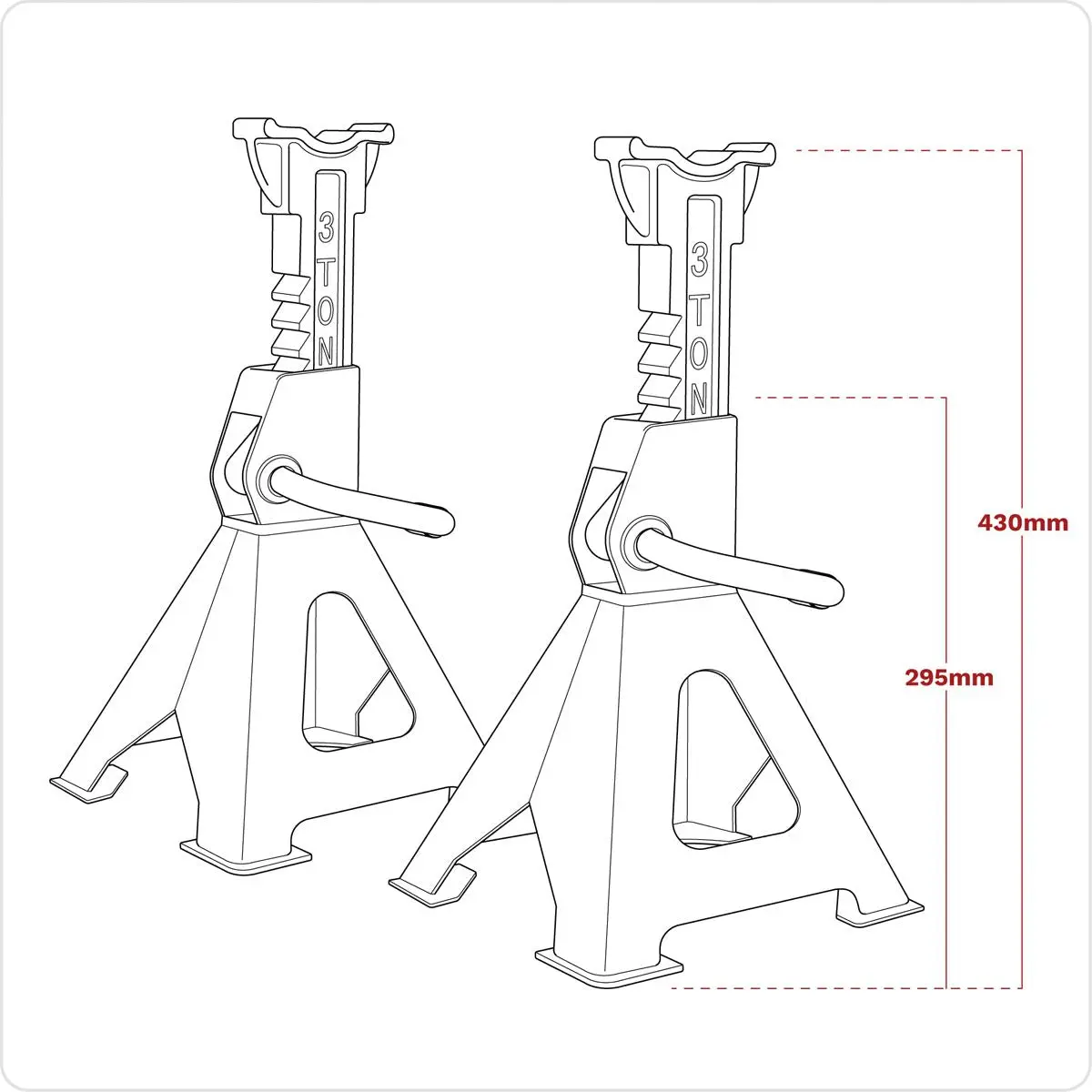 Sealey Ratchet Type Axle Stands (Pair) 3 Tonne Capacity per Stand - Hi-Vis Green - Image 8
