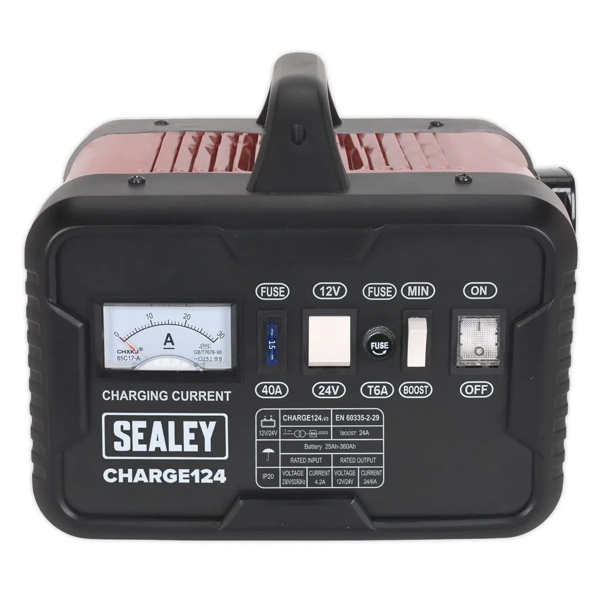 Sealey Battery Charger 28A 12/24V 230V - Image 2