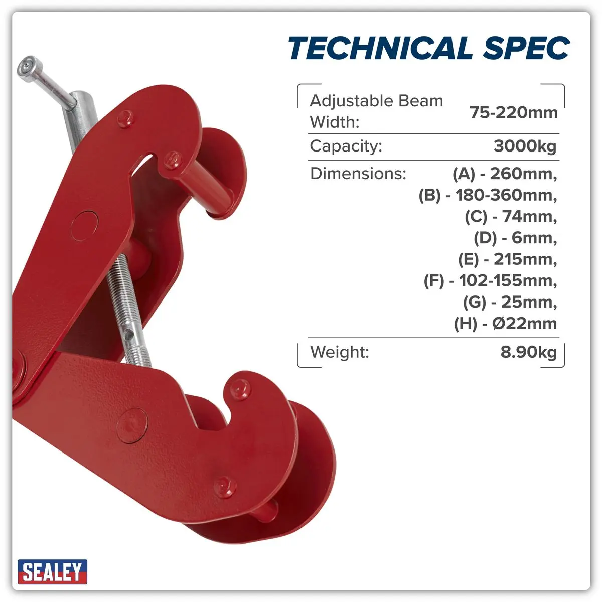 Sealey Beam Clamp 3 Tonne - Image 4