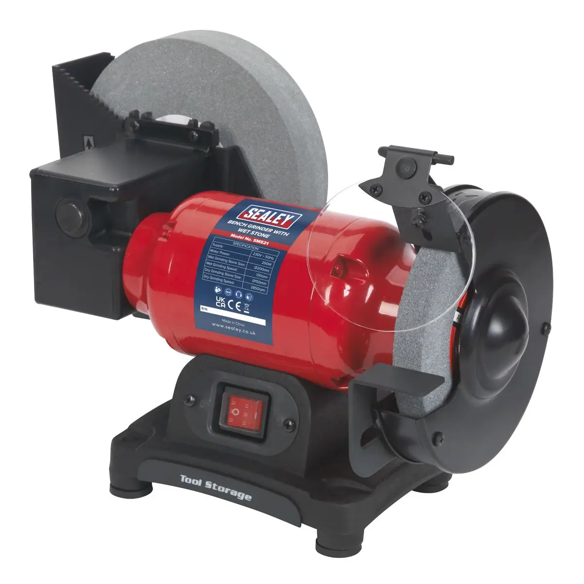 Sealey Bench Grinder Wet & Dry Ø200/150mm 250W/230V - Image 2