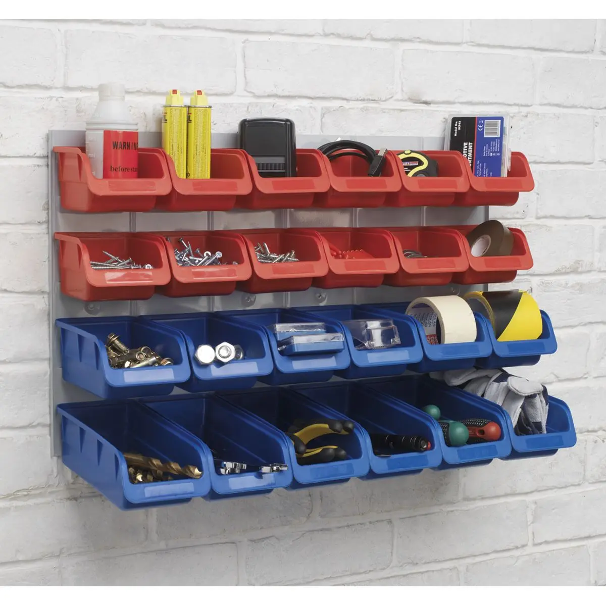 Sealey Bin & Panel Combination 24 Bins - Red/Blue - Image 2