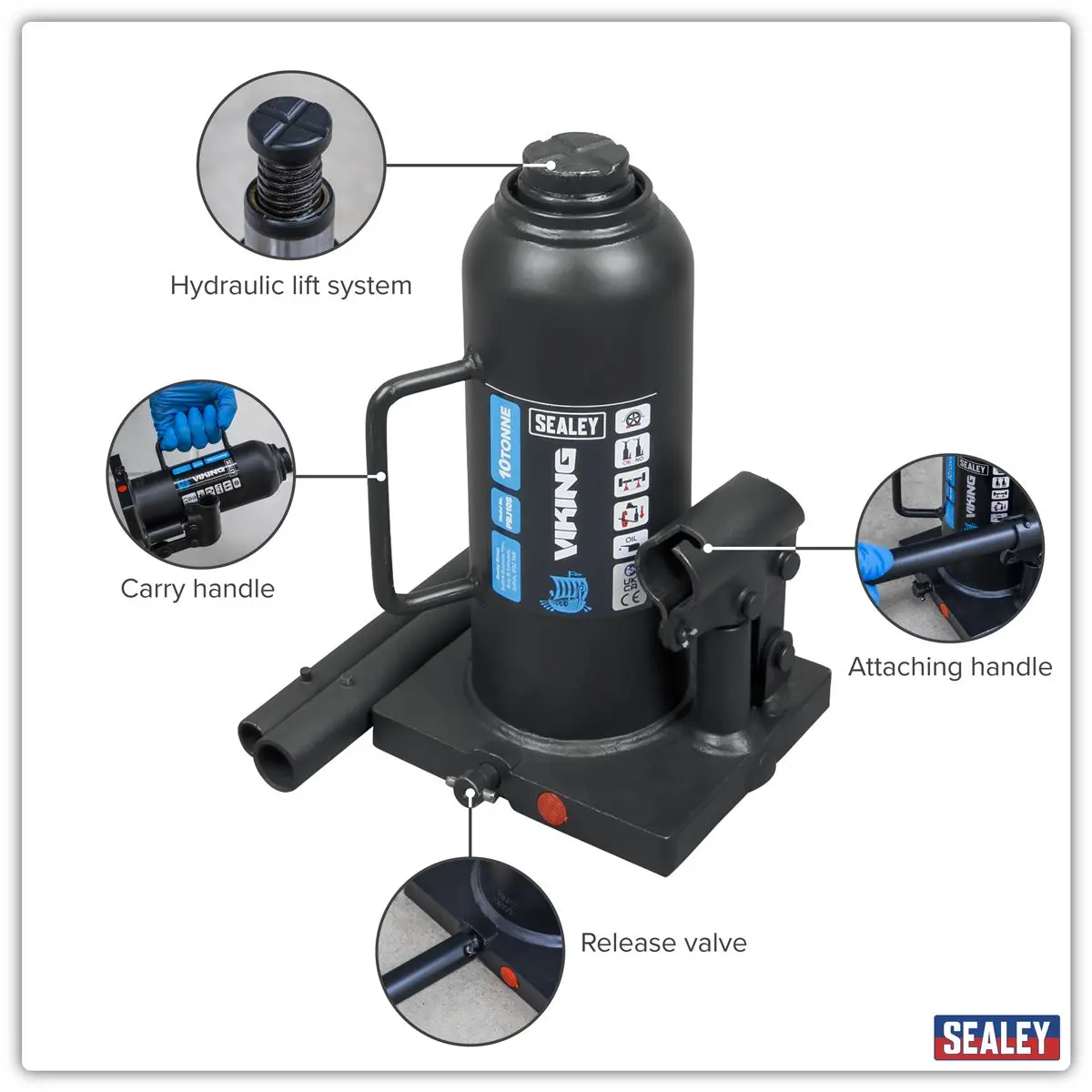 Sealey Vking Bottle Jack 10 Tonne - Image 9