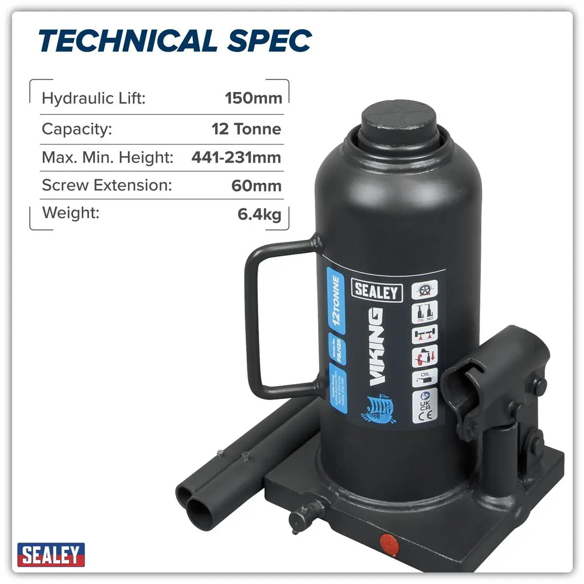 Sealey Viking Bottle Jack 12 Tonne - Image 6
