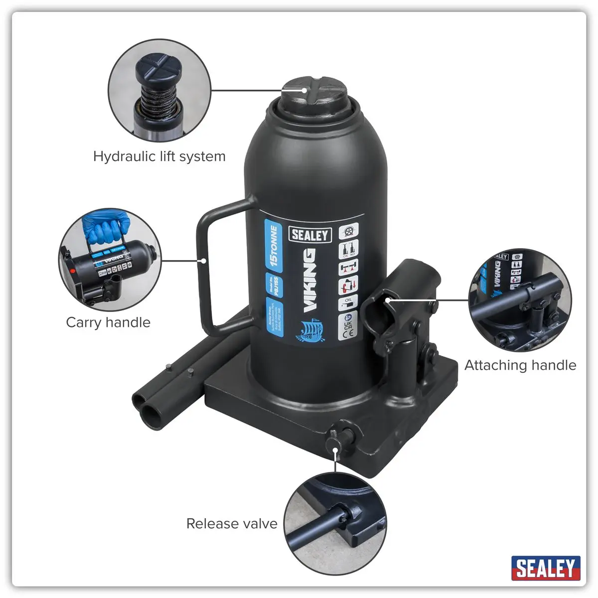Sealey Viking Bottle Jack 15 Tonne - Image 8