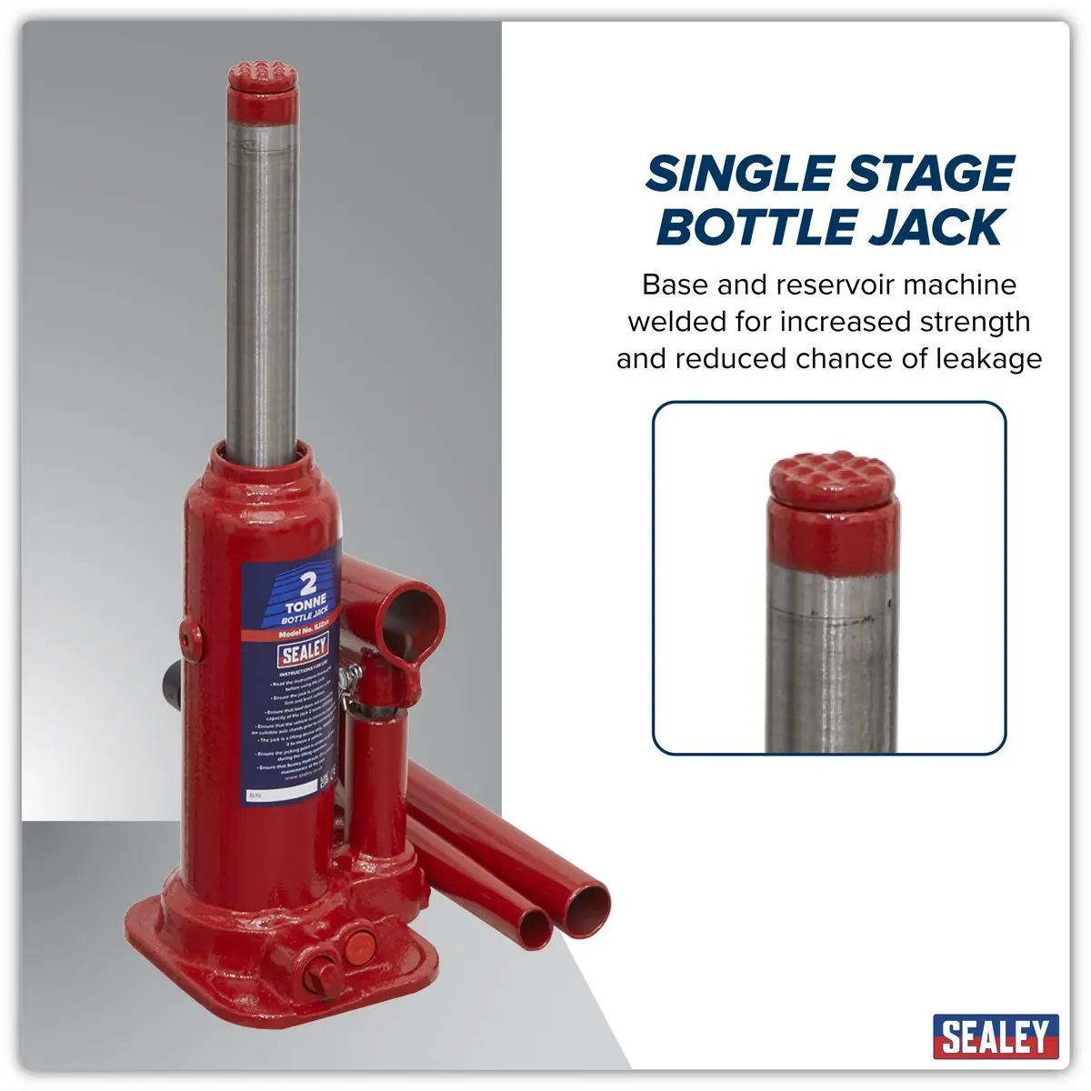 Sealey Bottle Jack 2 Tonne with Storage Case - Image 3