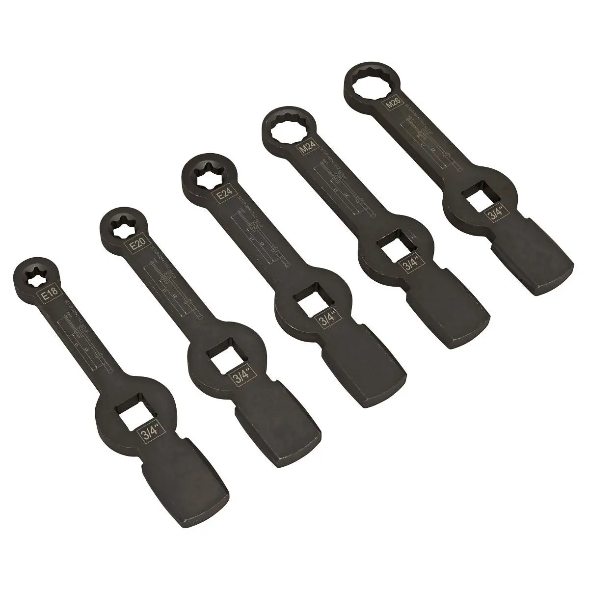 Sealey Brake Caliper Slogging Wrench Set 5pc - Image 2