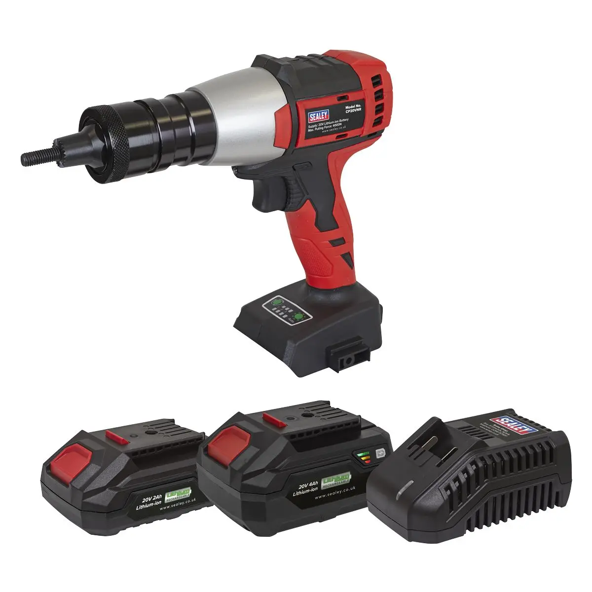 Sealey Brushless Cordless Nut Riveter 20V SV20 Series - 2 Batteries - Image 3