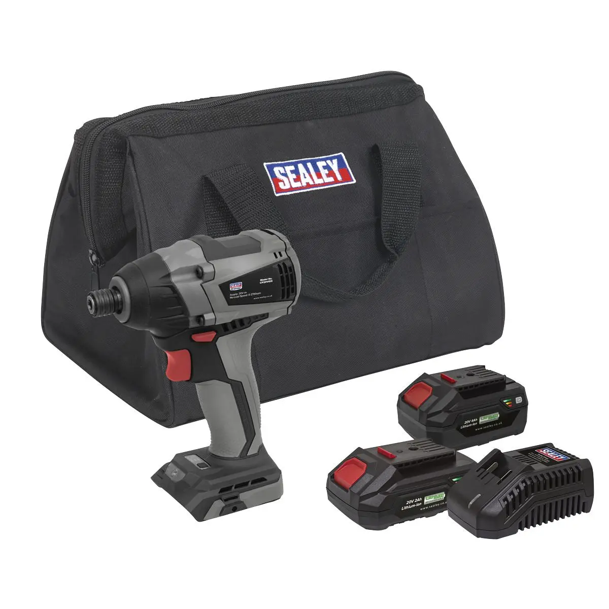 Sealey Premier Brushless Impact Driver Kit 1/4"Hex 20V SV20 Series - 2 Batteries